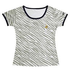 Cheap Women Nike Minnesota Vikings Chest Embroidered Logo Zebra Stripes T-shirt