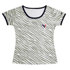 Cheap Women Nike Houston Texans Bills Chest Embroidered Logo Zebra Stripes T-shirt