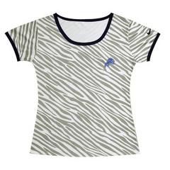 Cheap Women Nike Detroit Lions Chest Embroidered Logo Zebra Stripes T-shirt