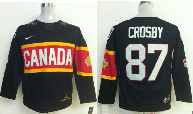 Kids 2014 Winter Olympics Canada Team 87 Sidney Crosby Black Hockey Jerseys For Sale