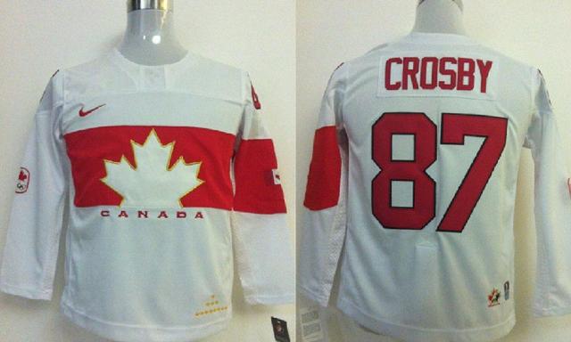 Kids 2014 Winter Olympics Canada Team 87 Sidney Crosby White Hockey Jerseys For Sale