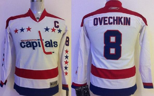 Kids Washington Capitals 8 Alex Ovechkin White NHL Jerseys For Sale