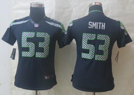 Cheap Women Nike Seattle Seahawks #53 Malcolm Smith Blue Limited NFL Jersey