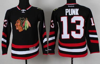 Kids Chicago Blackhawks 13 CM Punk Black NHL Hockey Jersey For Sale