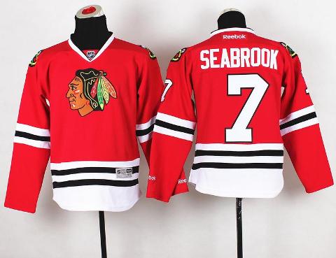 Kids Chicago Blackhawks 7 Brent Seabrook Red NHL Hockey Jersey For Sale
