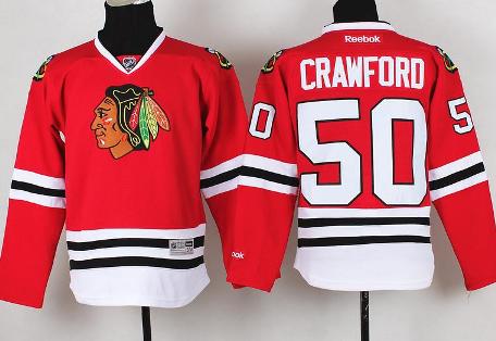 Kids Chicago Blackhawks 50 Corey Crawford Red NHL Hockey Jersey For Sale