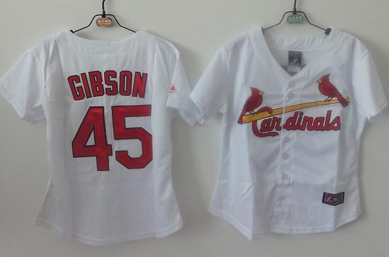 Cheap Women St. Louis Cardinals 45 Bob Gibson White MLB Jersey