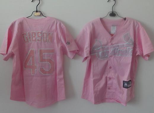 Cheap Women St. Louis Cardinals 45 Bob Gibson Pink MLB Jersey