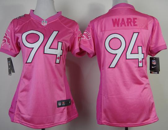 Cheap Women Nike Denver Broncos 94 DeMarcus Ware Pink Love NFL Jerseys