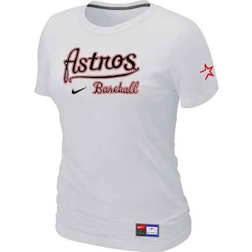 Cheap Women Nike Houston Astros White Short Sleeve Practice MLB T-Shirt