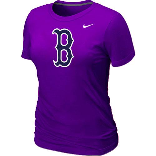 Cheap Women Nike Boston Red Sox Heathered Nike Purple Blended MLB T-Shirt