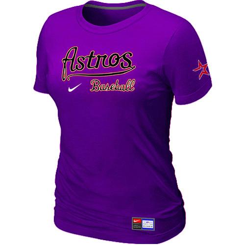 Cheap Women Nike Houston Astros Purple Short Sleeve Practice MLB T-Shirt