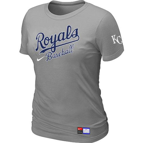 Cheap Women Nike Kansas City Royals L.Grey Short Sleeve Practice MLB T-Shirt