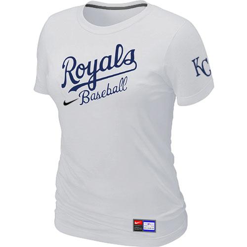 Cheap Women Nike Kansas City Royals White Short Sleeve Practice MLB T-Shirt
