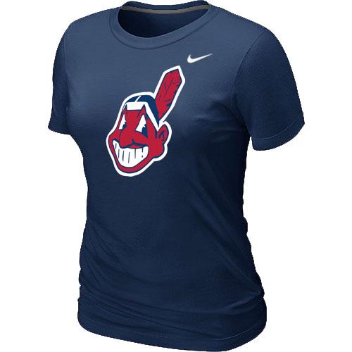 Cheap Women Nike Cleveland Indians Heathered Nike D.Blue Blended MLB T-Shirt