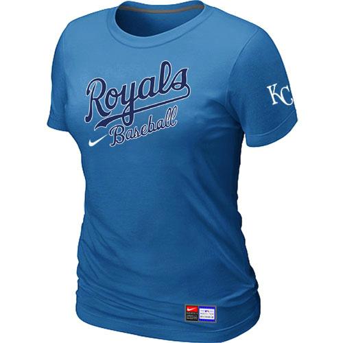 Cheap Women Nike Kansas City Royals L.blue Short Sleeve Practice MLB T-Shirt