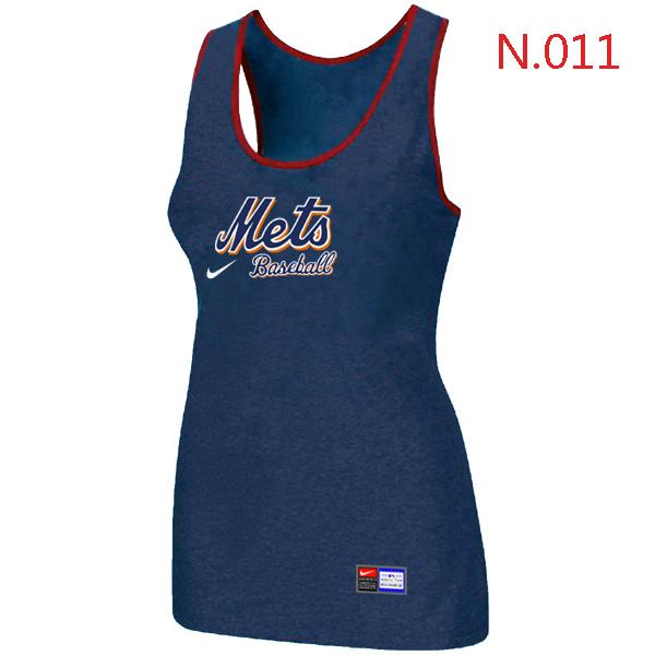 Cheap Women Nike MLB New York Mets Tri-Blend Racerback stretch Tank Top Blue