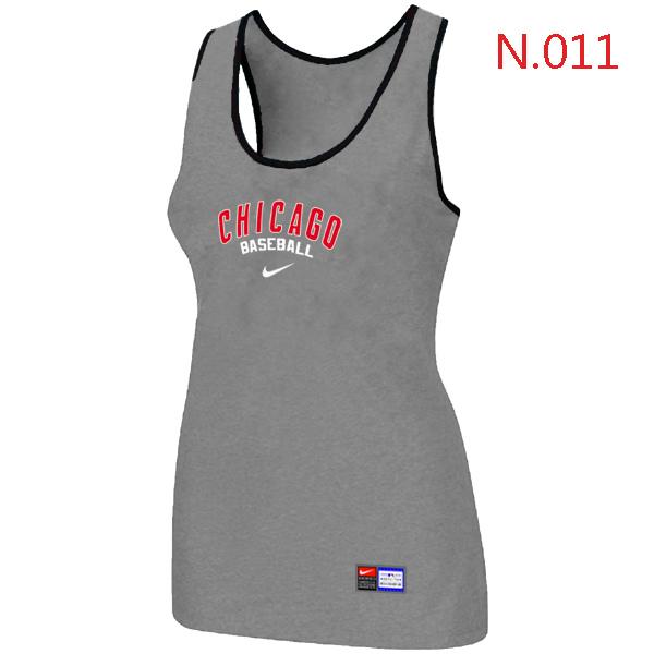 Cheap Women Nike MLB Chicago Cubs Tri-Blend Racerback stretch Tank Top L.grey