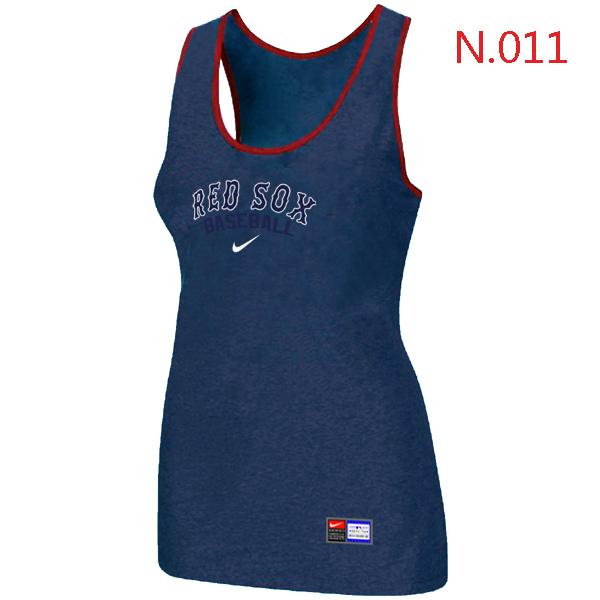 Cheap Women Nike MLB Boston Red Sox Tri-Blend Racerback stretch Tank Top Blue