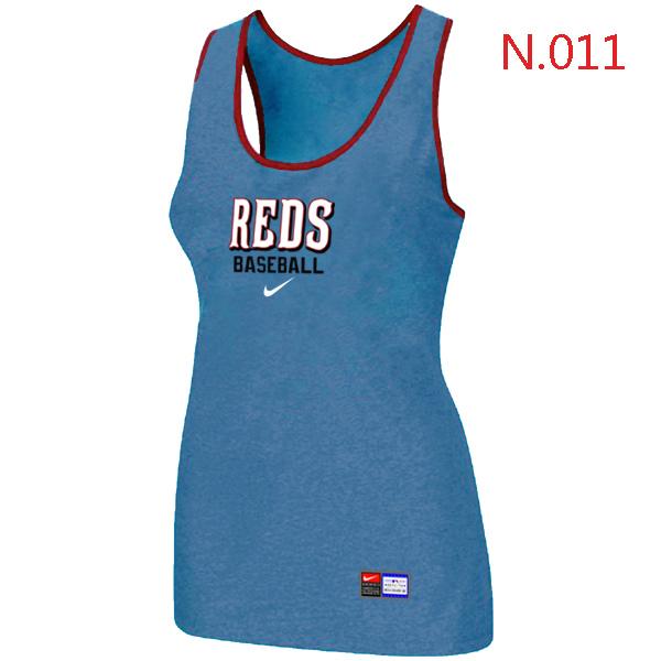 Cheap Women Nike MLB Cincinnati Reds Tri-Blend Racerback stretch Tank Top L.Blue