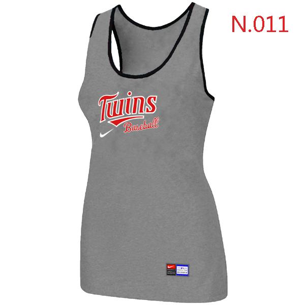 Cheap Women Nike MLB Minnesota Twins Tri-Blend Racerback stretch Tank Top L.grey