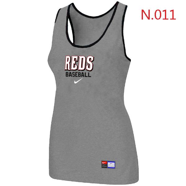 Cheap Women Nike MLB Cincinnati Reds Tri-Blend Racerback stretch Tank Top L.grey