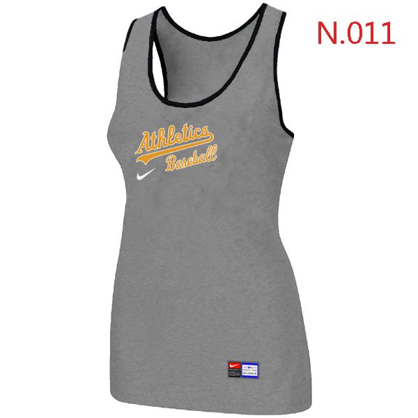 Cheap Women Nike MLB Oakland Athletics Tri-Blend Racerback stretch Tank Top L.grey