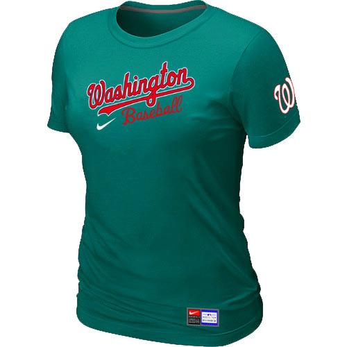 Cheap Women Nike Washington Nationals L.Green Short Sleeve Practice MLB T-Shirt