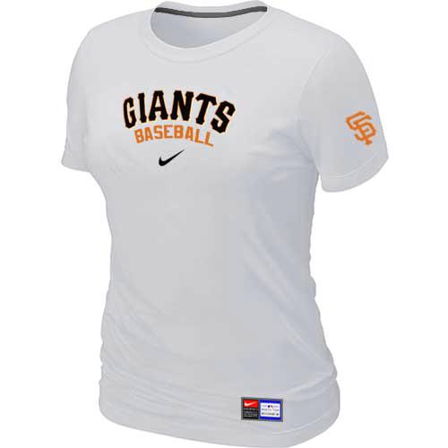 Cheap Women Nike San Francisco Giants White Short Sleeve Practice MLB T-Shirt