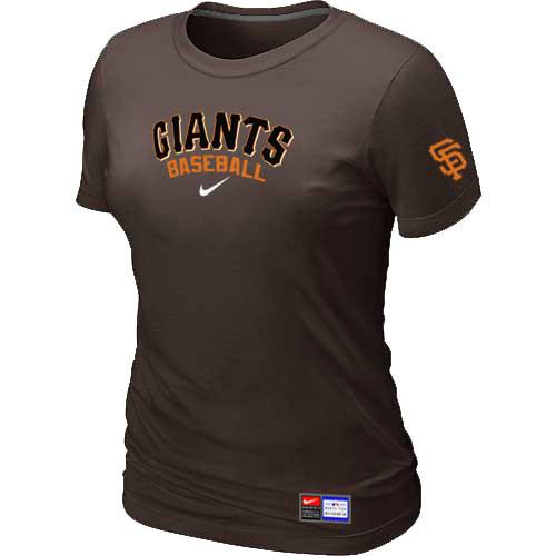 Cheap Women Nike San Francisco Giants Brown Short Sleeve Practice MLB T-Shirt