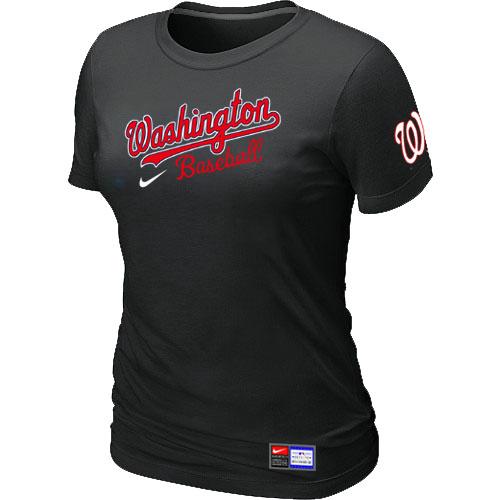 Cheap Women Nike Washington Nationals Black Short Sleeve Practice MLB T-Shirt