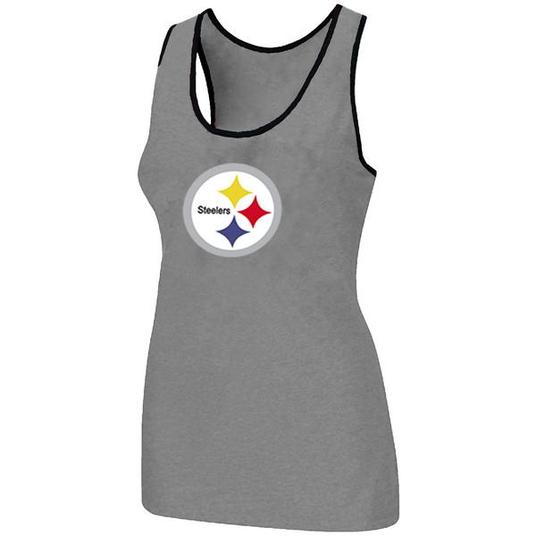 Cheap Women Nike NFL Pittsburgh Steelers Ladies Big Logo Tri-Blend Racerback stretch Tank Top L.grey