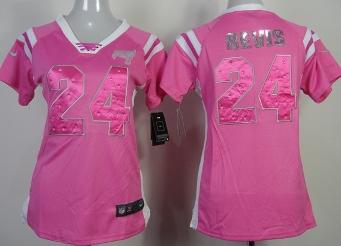 Cheap Women Nike Tampa Bay Buccaneers 24 Darrelle Revis Pink Handwork Sequin Name Fashion NFL Jerseys