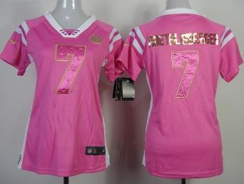 Cheap Women Nike Pittsburgh Steelers #7 Ben Roethlisber Pink Handwork Sequin Name Fashion NFL Jerseys
