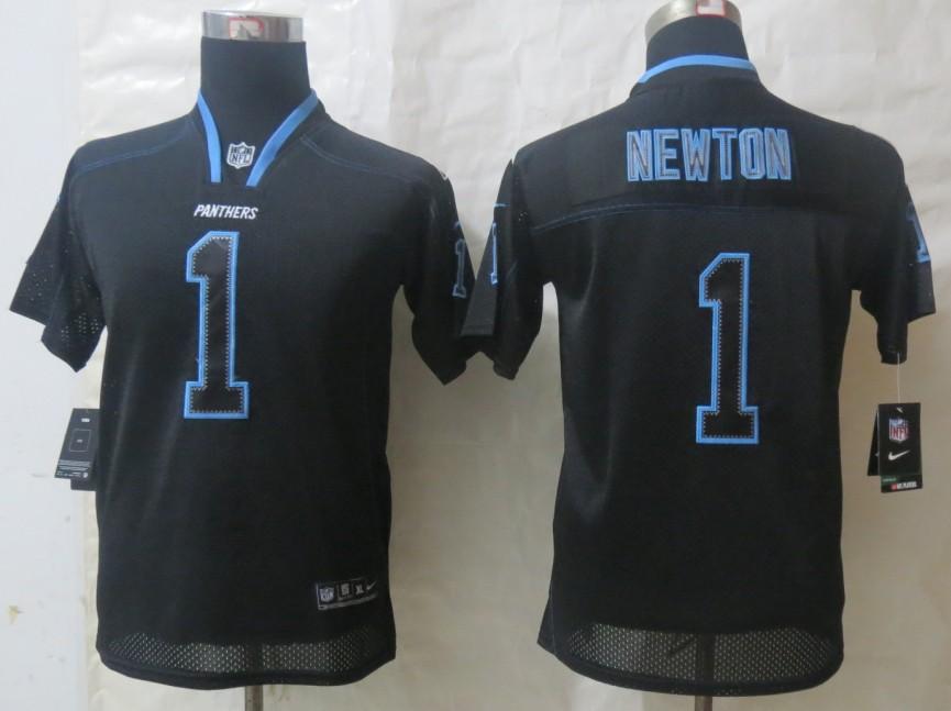 Kids Nike Carolina Panthers 1 Cam Newton Lights Out Black NFL Jerseys Cheap