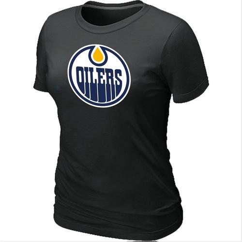 Cheap Women Edmonton Oilers Big & Tall Logo Black NHL T-Shirt