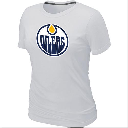 Cheap Women Edmonton Oilers Big & Tall Logo White NHL T-Shirt