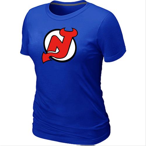 Cheap Women New Jersey Devils Big & Tall Logo Blue NHL T-Shirt
