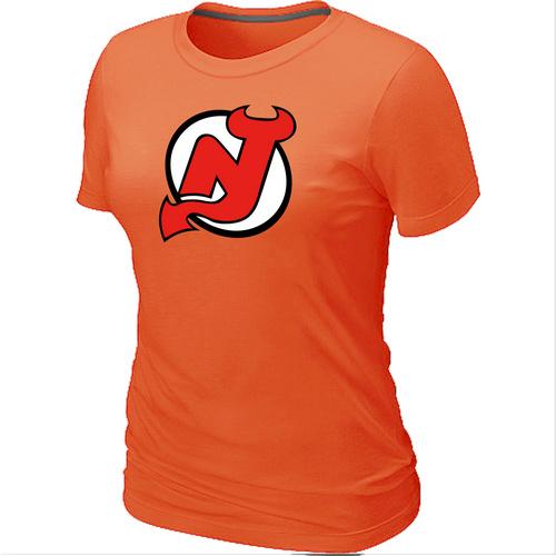 Cheap Women New Jersey Devils Big & Tall Logo Orange NHL T-Shirt