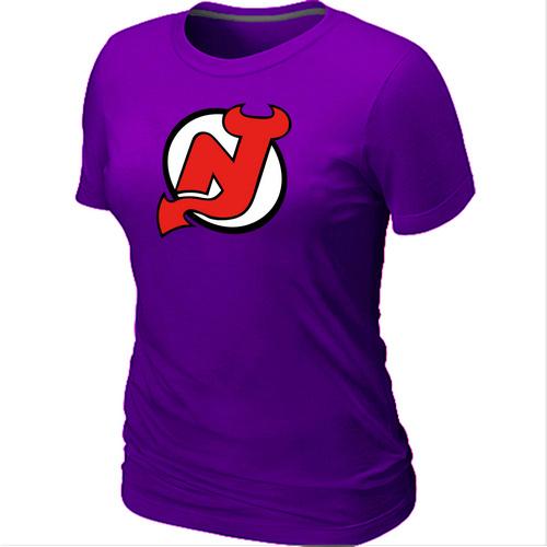 Cheap Women New Jersey Devils Big & Tall Logo Purple NHL T-Shirt