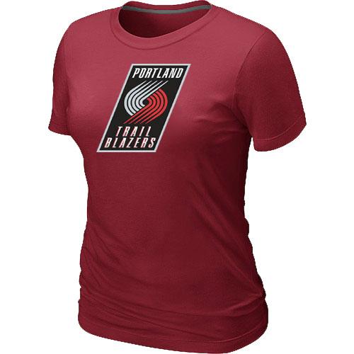 Cheap NBA Portland Trail Blazers Big & Tall Primary Logo Red Women's T-Shirt