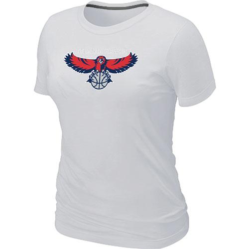 Cheap NBA Atlanta Hawks Big & Tall Primary Logo White Women's T-Shirt