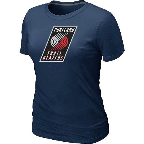 Cheap NBA Portland Trail Blazers Big & Tall Primary Logo D.Blue Women's T-Shirt