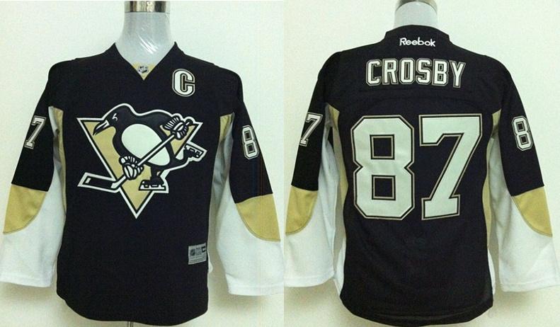 Kids Pittsburgh Penguins 87 Sidney Crosby Black NHL Jerseys For Sale