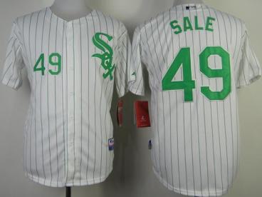 Chicago White Sox 49 Chris Sale White Green Strip MLB Jerseys Cheap