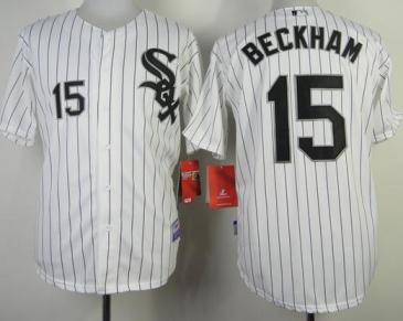 Chicago White Sox 15 Gordon Beckham White Black Strip MLB Jerseys Cheap