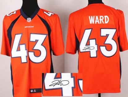 Nike Denver Broncos 43 T.J. Ward Orange Game Signed NFL Jerseys Cheap