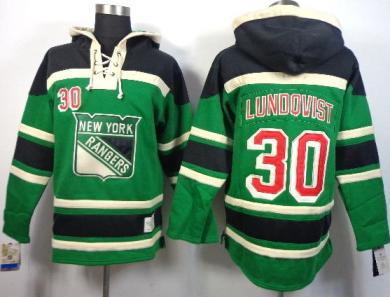 New York Rangers 30 Henrik Lundqvist Green Lace-Up NHL Jersey Hoodie Cheap