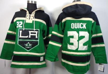 Los Angeles Kings 32 Jonathan Quick Green Lace-Up NHL Jersey Hoodie Cheap