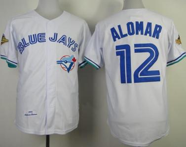 Toronto Blue Jays 12 Roberto Alomar White 1993 M&N Throwback MLB Jerseys Cheap